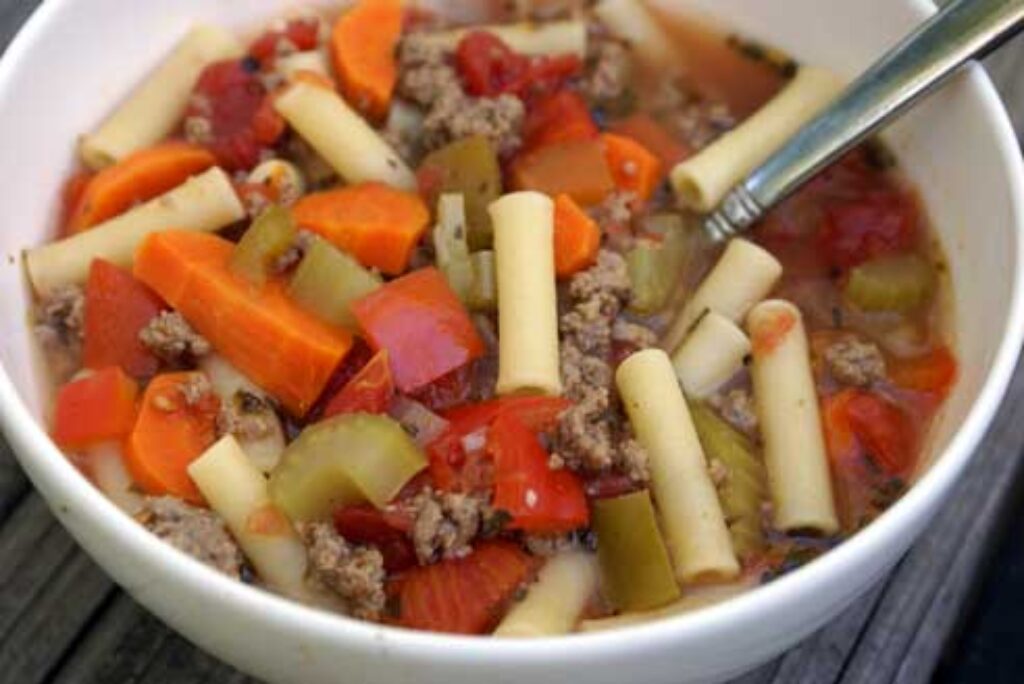 Beefy Mac Soup - $5 Dinners | Budget Recipes, Meal Plans, Freezer Meals