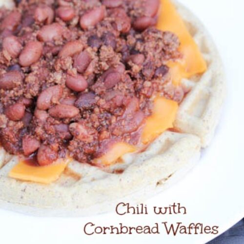 Scallion Cornbread Waffle stuffed with Chili Recipe