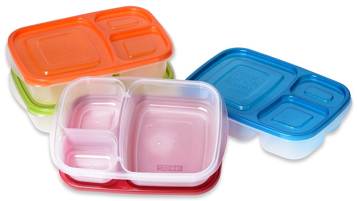 Easylunchboxes - Bento Lunch Boxes - Reusable 3-Compartment Food Containers for School, Work, and Travel, Set of 10, (Classic)