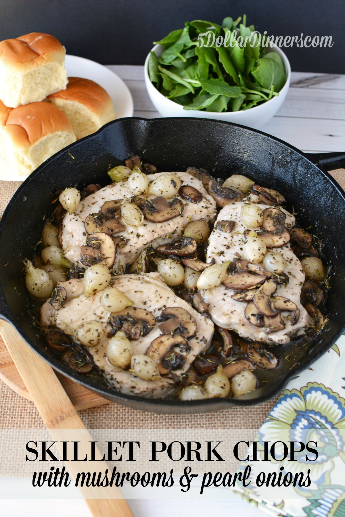 Skillet Pork Chops with Mushrooms and Pearled Onions - $5 Dinners